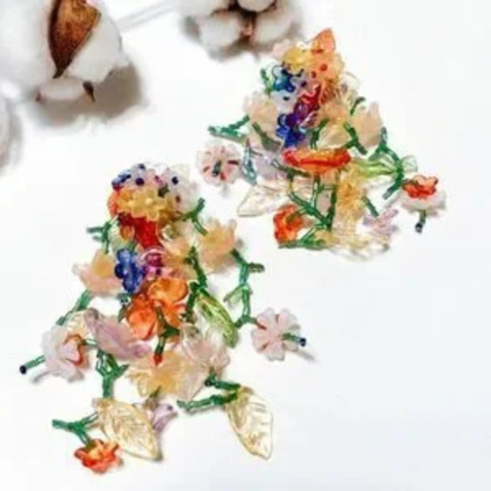 multicolor flower drop earrings ?N318
